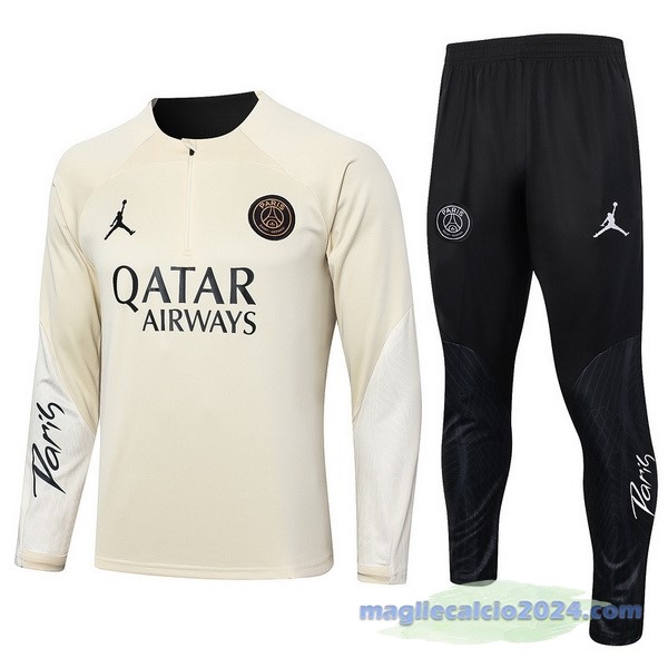 Set Completo Sudadera Giocatori Entrenamiento Paris Saint Germain 2023 2024 Giallo Nero Poco Prezzo