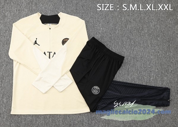 Set Completo Sudadera Giocatori Entrenamiento Paris Saint Germain 2023 2024 Giallo Nero Poco Prezzo
